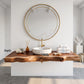 Solid Wood Floating Bathroom Vanity Shelf with Sculpted Live Edge – Modern Wall-Mounted Bathroom Storage