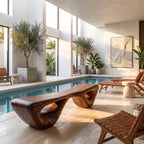 Sculptural Solid Wood Bench with Waterfall Base and Organic Flowing Seat