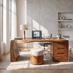 Organic Waterfall Solid Wood Desk with Three Drawers