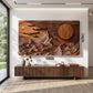 Wall Sculpture Mountain Landscape with Sun and Floating Clouds