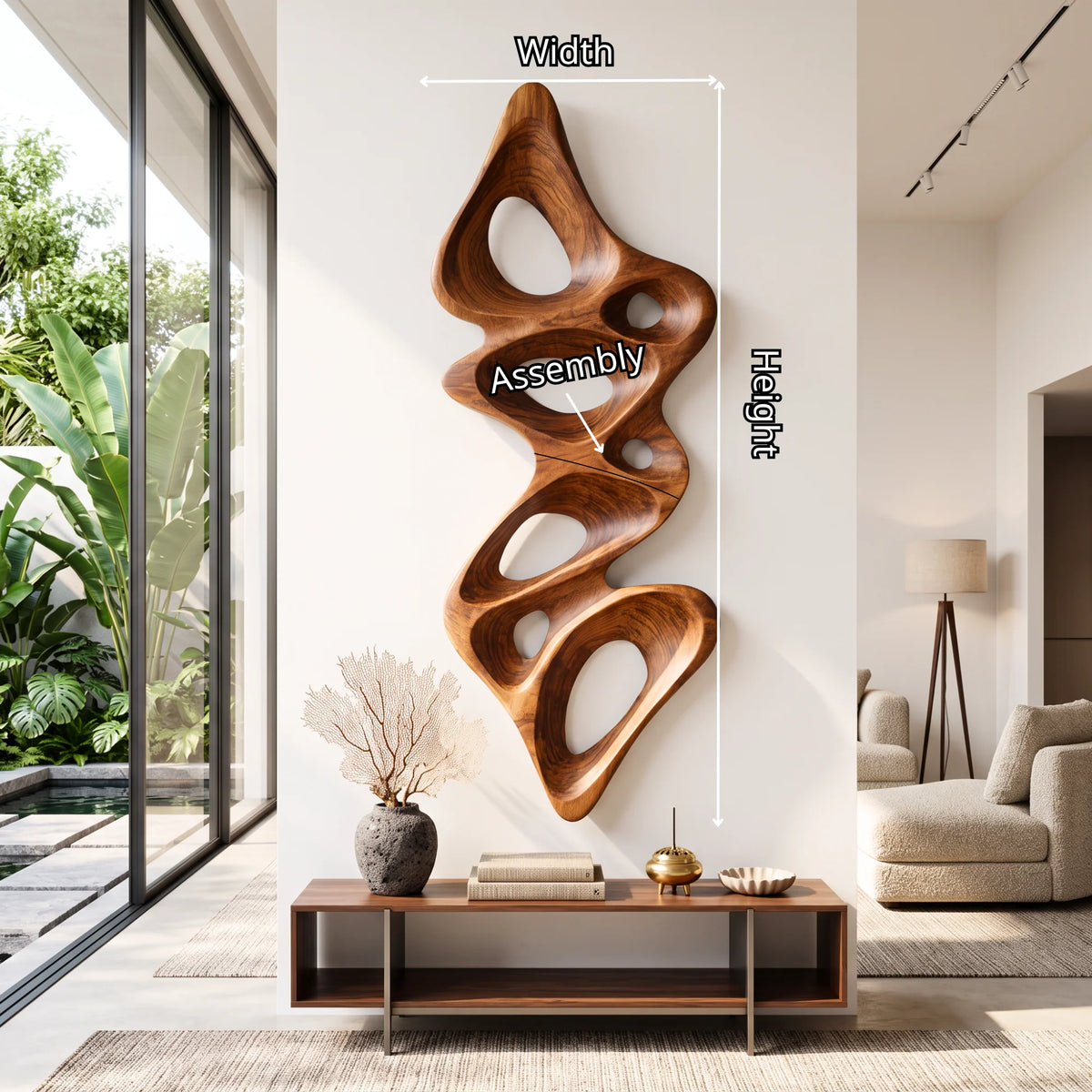 Vertical Flow – Abstract Wall Sculpture with Organic Carved Openings