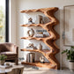 Wave Harmony – Organic Solid Wood Bookcase with Flowing Wave Shelves
