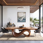 Modern Solid Wood Dining Table with Sculptural Double Loop Base