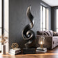 Tall Solid Wood Spiral Flame Sculpture with Plinth – Modern Decorative Accent for Contemporary Interiors