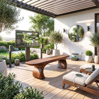 Sculptural Solid Wood Bench with Curved Base and Organic Live Edge Seat