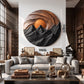 Mountain Sunset Wooden Wall Sculpture for Modern Nature-Inspired Home Decor