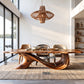 Organic Solid Wood Dining Table with Sculptural Wave Base