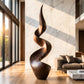 Tall Solid Wood Spiral Floor Sculpture – Contemporary Statement Art for Modern Interiors