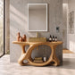 Solid Wood Bathroom Vanity with Sculptural Multi-Arch Base
