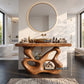 Solid Wood Bathroom Vanity with Sculptural Multi-Loop Base