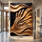 3D Flowing Wave Hand Solid Wood Wall Sculpture – Handcrafted Artistic Decor