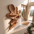 Organic Botanical Solid Wood Floating Wall Shelf