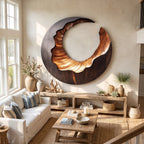 Solid Wood Open Ring Wall Sculpture with Organic Carved Edges
