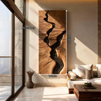 River Canyon Solid Wood Wall Sculpture – Vertical Organic Modern Abstract Art Panel
