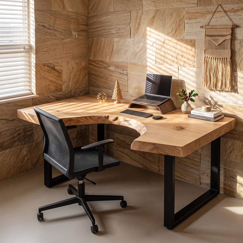 Sculpted Live Edge Solid Wood Desk