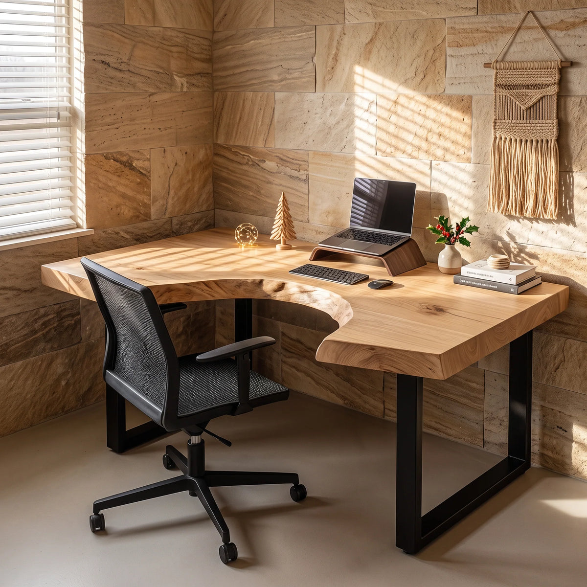 Sculpted Live Edge Solid Wood Desk
