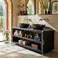 Solid Wood Double Bathroom Vanity with Open Shelf Storage – Modern Wooden Vanity Cabinet