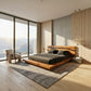 Solid Wood Platform Bed with Sculpted Wave Headboard – Modern Bed Frame for Contemporary Bedrooms