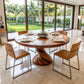 Round Solid Wood Dining Table with Sculptural Twisted Pedestal Base