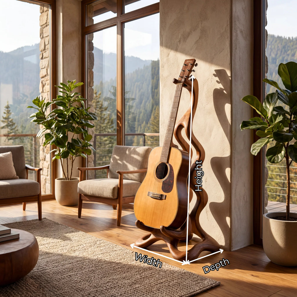 Organic Wooden Acoustic Guitar Display Stand
