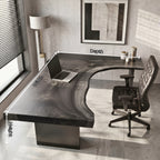 Live Edge Solid Wood Desk with Sculptural Cutout