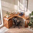 Handcrafted Solid Wood Desk with Loop Leg and Drawers