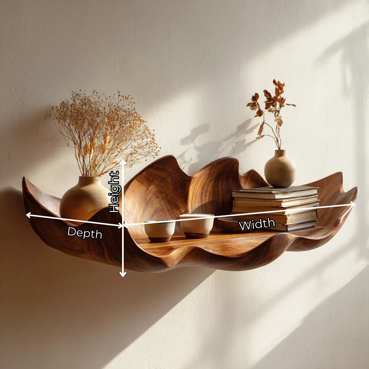 Bloom Petal Edge Solid Wood Wall Display Shelf