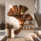 Ginkgo Leaf Solid Wood Sculptural Wall Shelf