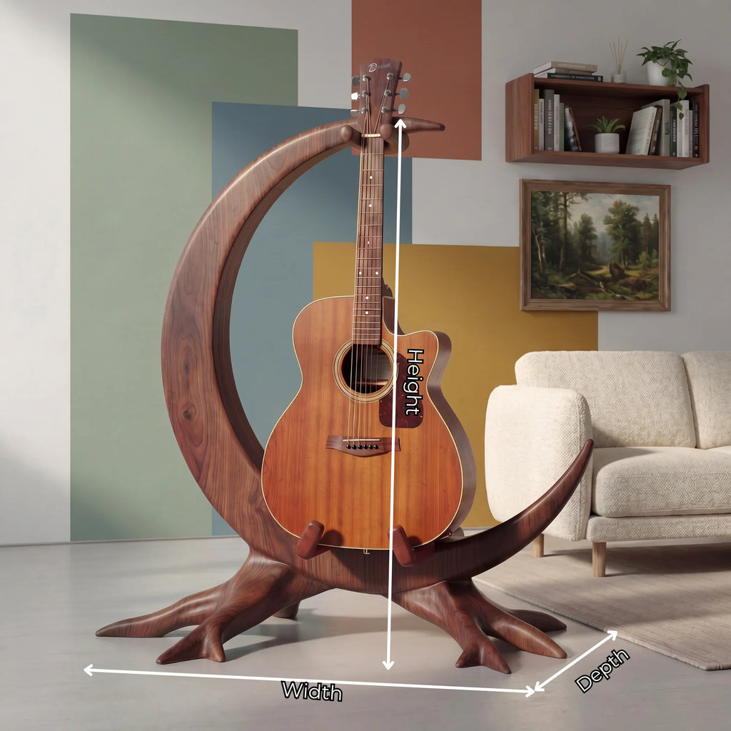 Crescent Sculptural Wooden Guitar Floor Stand