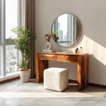 Modern Solid Wood Vanity Table with Dual Storage Drawers
