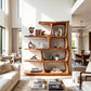 Freeform Elegance – Solid Wood Bookcase with Rounded Open Shelves and Sculptural Frame