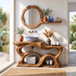 Solid Wood Bathroom Vanity with Sculptural Multi-Arch Design and Integrated Storage