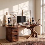 Live Edge Solid Wood Desk with Tree Base