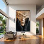Organic Solid Wood Wall Sculpture with Hidden Face Design – Contemporary Artistic Wall Decor