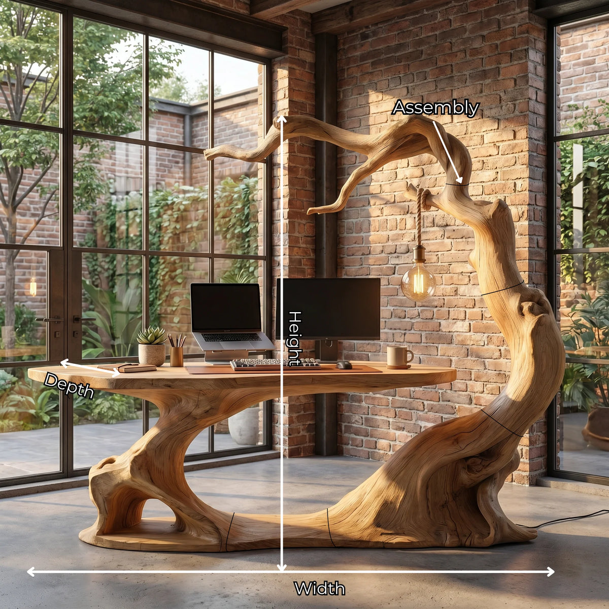 Organic Curved Solid Wood Office Desk