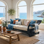 Sculptural Solid Wood Sofa Frame with Artistic Arms