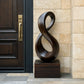 Tall Solid Wood Infinity Loop Sculpture with Plinth Base – Contemporary Statement Décor for Modern Interiors