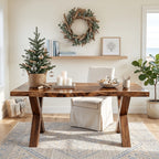 Live Edge Solid Wood Desk with Sculptural X-Shaped Legs – Modern Home Office Desk
