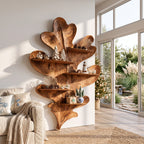Sculptural Leaf Solid Wood Wall Display Shelf