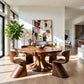 Organic Solid Wood Dining Table with Sculptural Flowing Pedestal Base