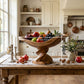 Solid Wood Boat-Shaped Fruit Bowl with Sculptural Raised Pedestal Base