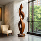 Handcrafted Solid Wood Abstract Floor Sculpture – Contemporary Freestanding Art with Flowing Open Design