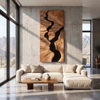 River Canyon Solid Wood Wall Sculpture – Vertical Organic Modern Abstract Art Panel