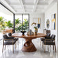Modern Solid Wood Dining Table with Sculptural Helix-Inspired Base
