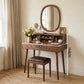 Handcrafted Solid Wood Vanity Desk with Open Organizer Shelf and Storage Drawer