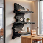 Live Edge Solid Wood Floating Wall Display Shelf
