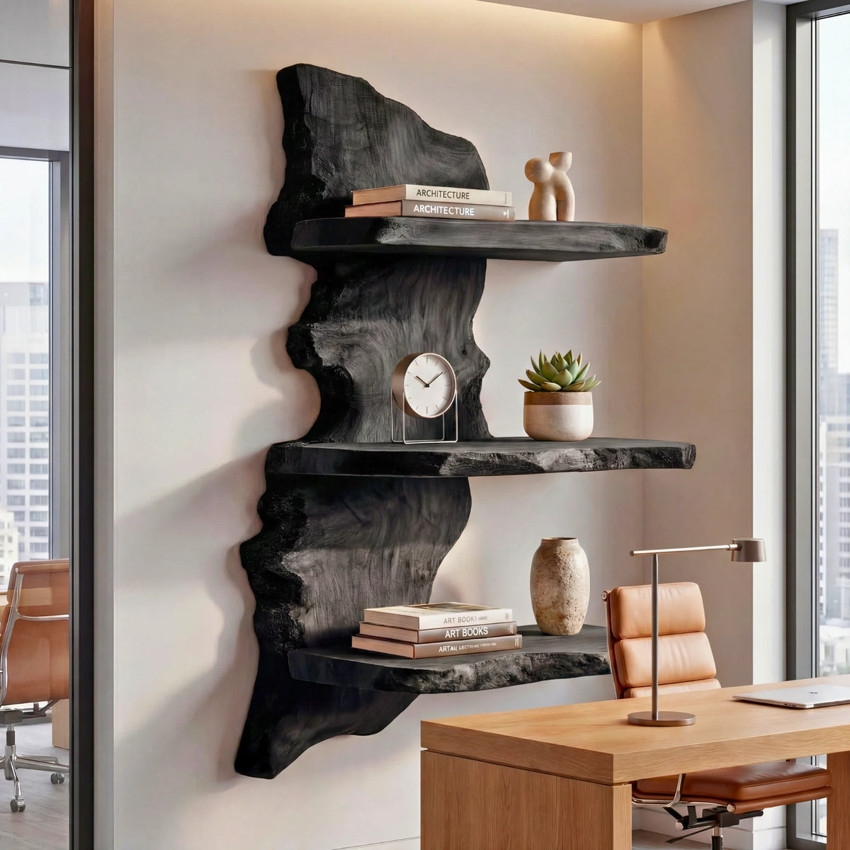 Live Edge Solid Wood Floating Wall Display Shelf