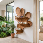 Organic Botanical Solid Wood Floating Wall Shelf
