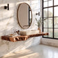 Solid Wood Floating Bathroom Vanity Shelf with Thick Live Edge Slab – Modern Wall-Mounted Wood Shelf