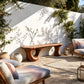 Sculptural Loop – Solid Wood Bench with Pedestal Base and Flowing Live Edge Seat